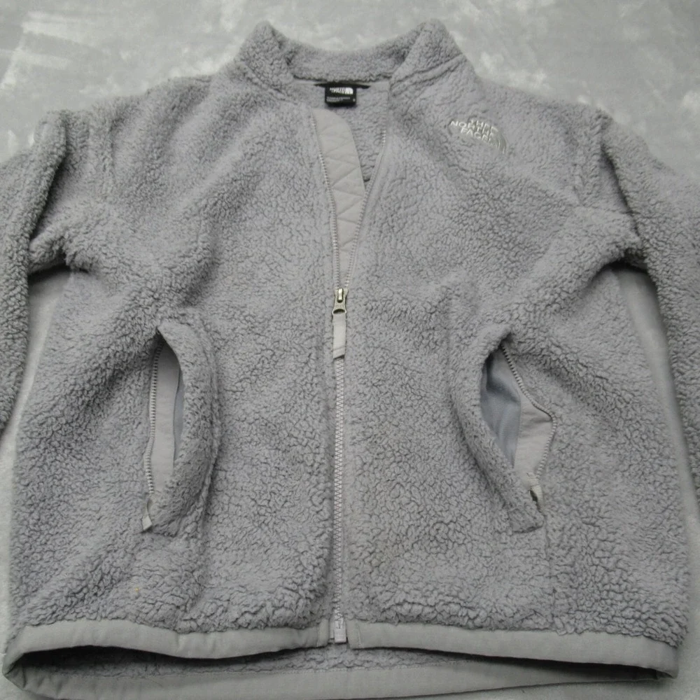 The North Face Jacket Women Medium Gray Banded Collar Fleece Full Zip Hiking